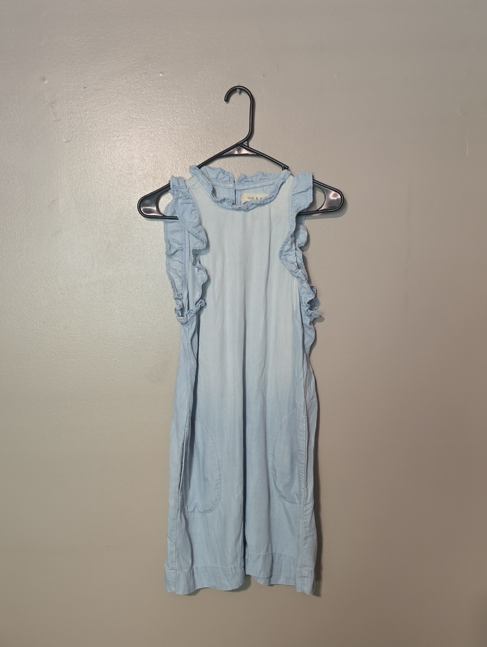 CLOTH & STONE BELLA DAHL Size Small SLEEVELESS RUFFLE DRESS LIGHT WASHED BLUEโ